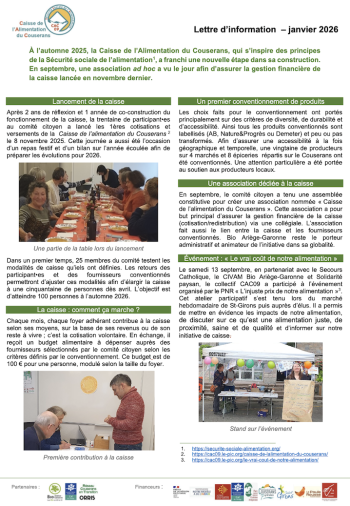 Lettre d&rsquo;information – janvier 2026